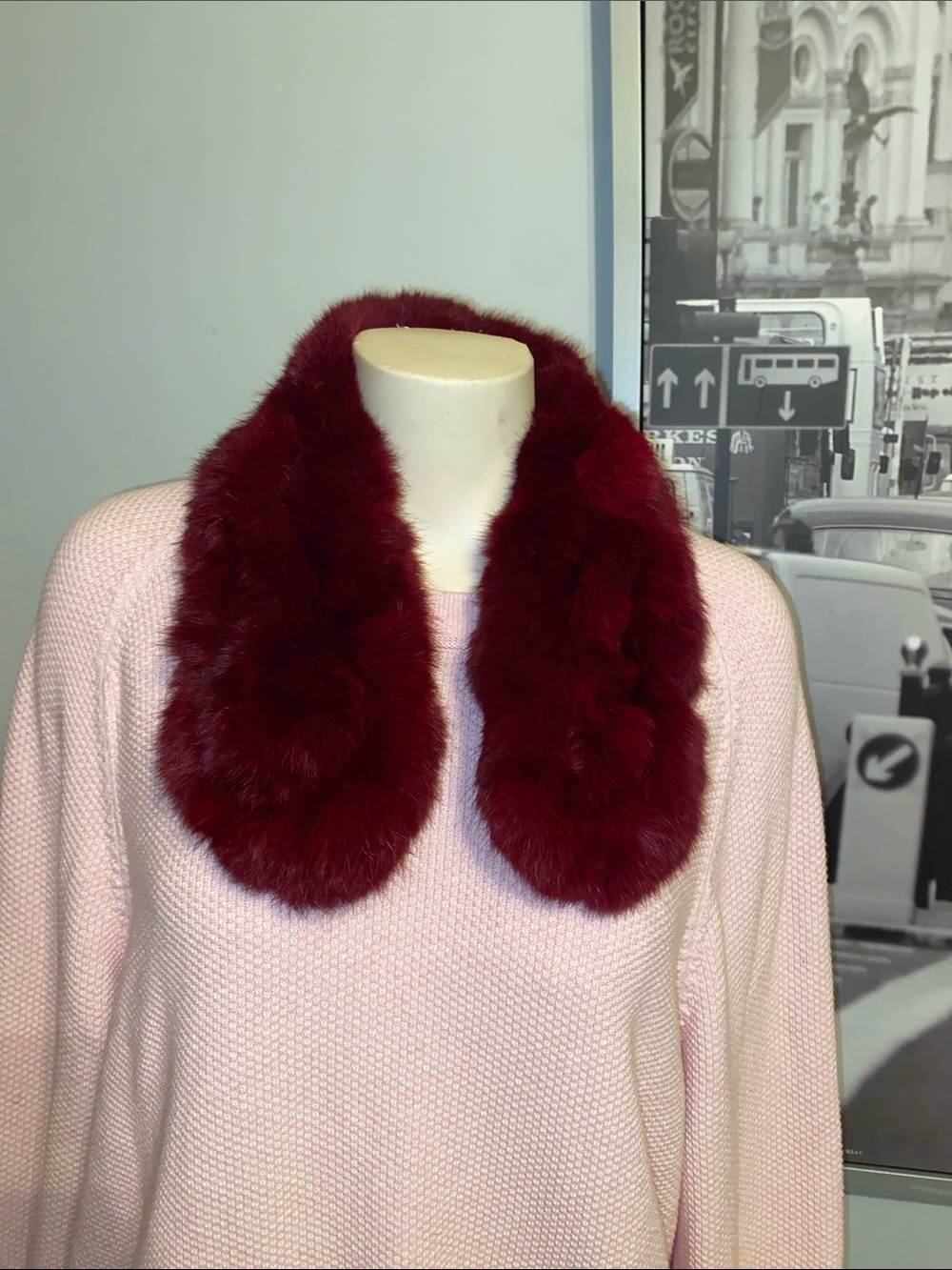 Real Rabbit fur pompom collar scarf